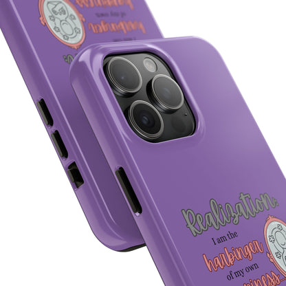 Harbinger of Happiness Tough Phone Cases (purple) available for iPhone 11-16 or Samsung Galaxy S21-S24