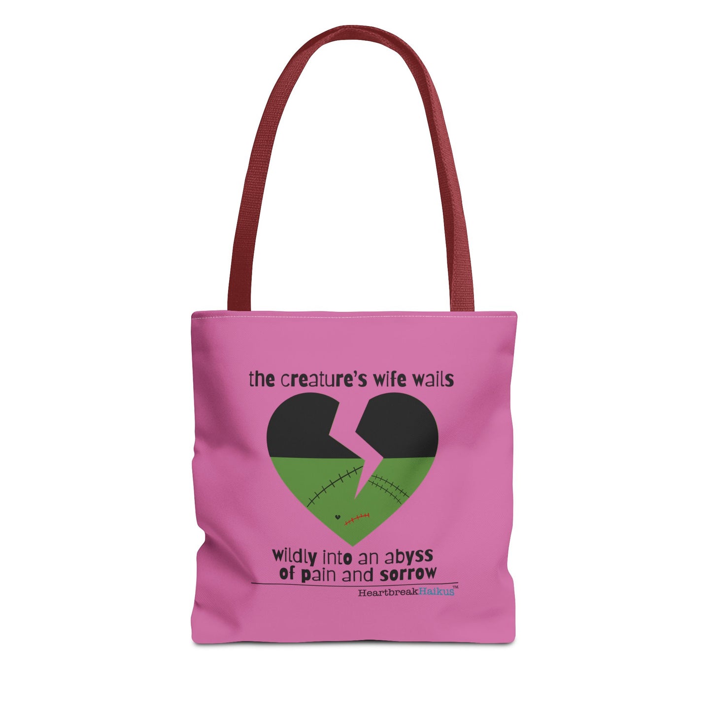The Creature's Wife Wails Wildly Frankenstein Haiku - Tote Bag (dual-sided print in Candy Pink)