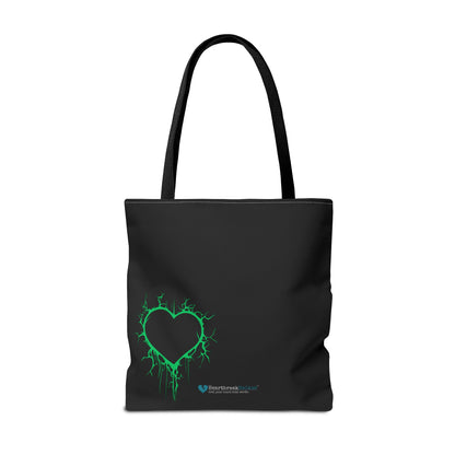 Lightning-Cracked Heart Tote Bag (in Electric Wicked Green) - (The Only Hearts Collection)