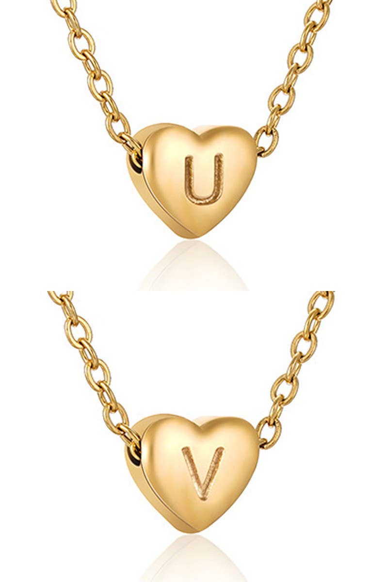Gold-Tone Heart with Alphabet Initial Pendant Necklace (XS)