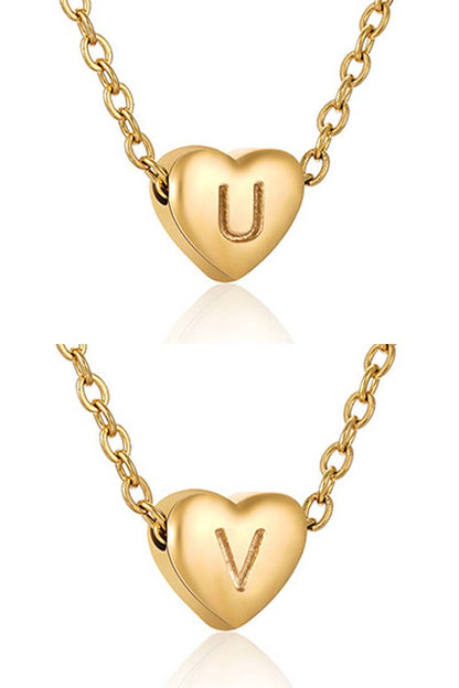 Gold-Tone Heart with Alphabet Initial Pendant Necklace (XS)