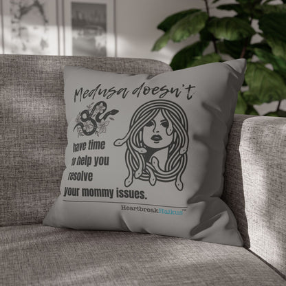 Medusa and Your Mommy Haiku - Faux Suede Square Pillowcase in Stone Grey