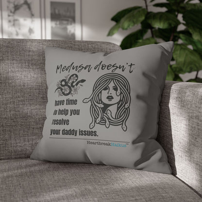 Medusa and Your Daddy Haiku - Faux Suede Square Pillowcase in Stone Grey