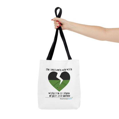 The Creature's Wife Wails Wildly Frankenstein Haiku - Tote Bag (Dual-sided print in Snow White)