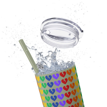 Only Hearts - Skinny Tumbler with Eco-Friendly, Reusable, Matching Straw, 20oz (Rainbow Heartbreak Collection)