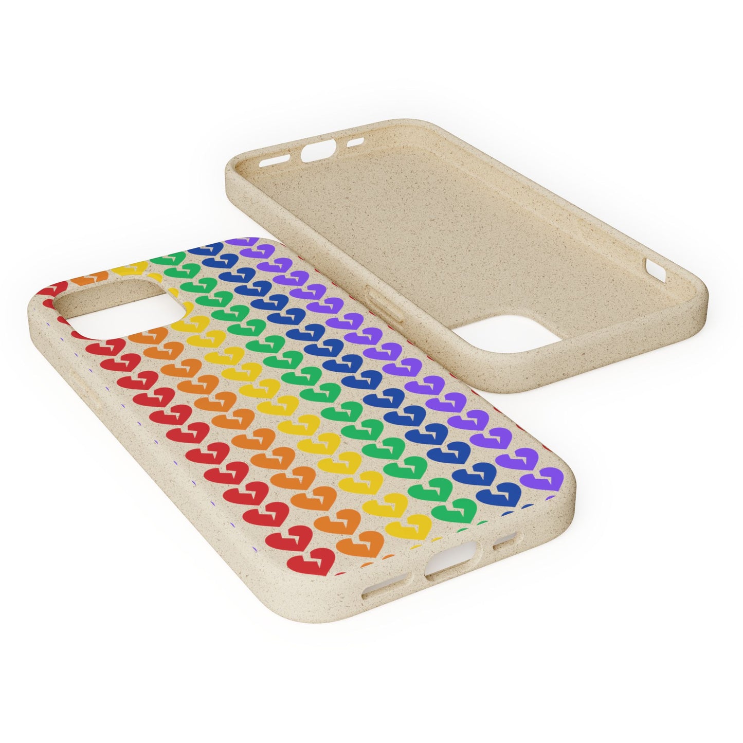 Rainbow Hearts Collection Pattern - Biodegradable Phone Case, Eco-Friendly Phone Cover (Only Hearts Collection)