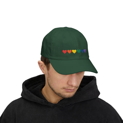 Embroidered Rainbow Hearts - Classic Adjustable Cap (Only Hearts Collection)