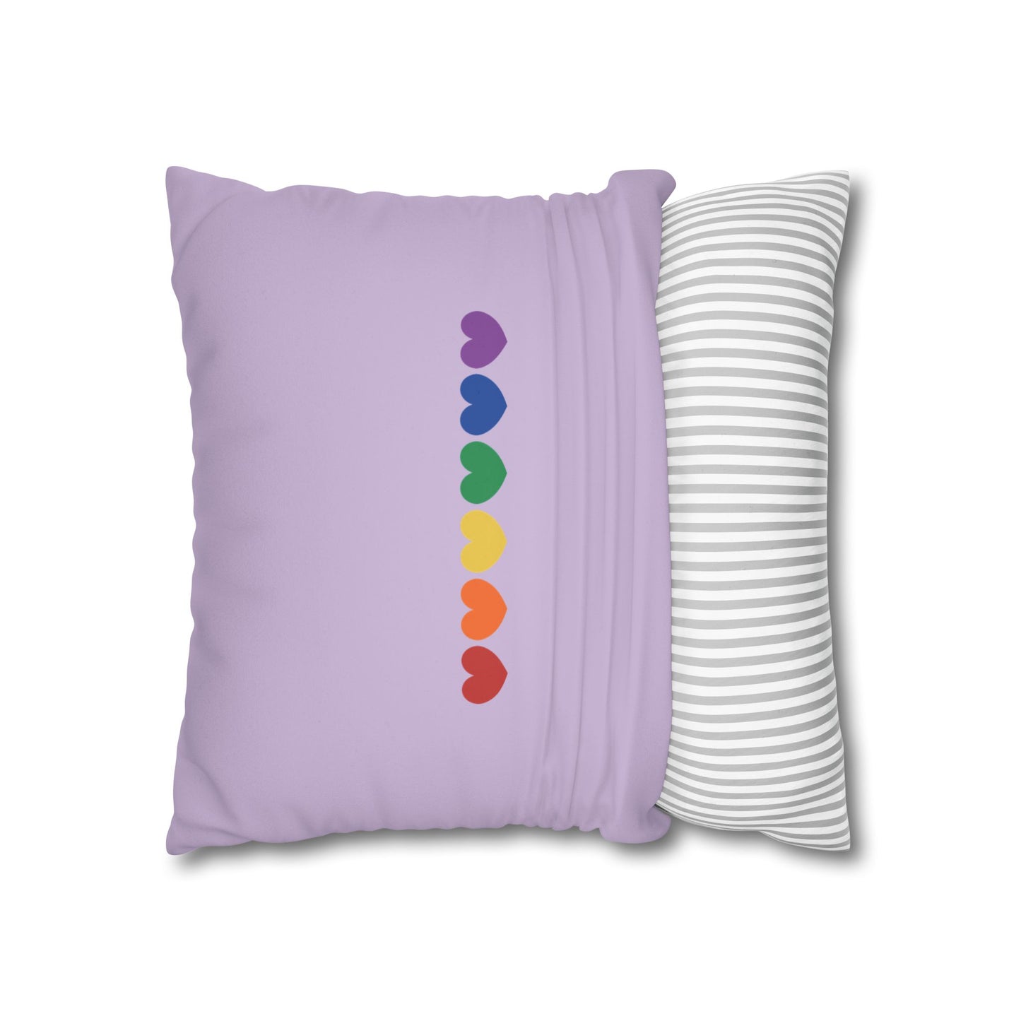 Rainbow Hearts on Lavender - Faux Suede Square Pillowcase (Only Hearts Collection)