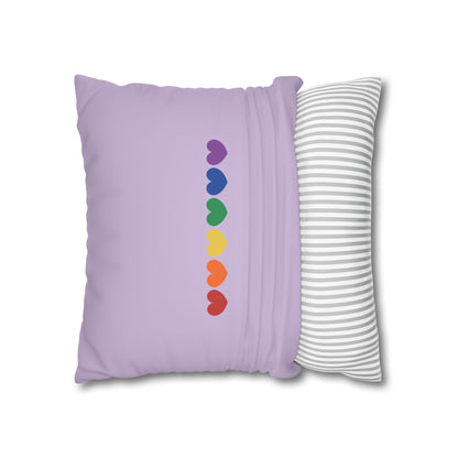 Rainbow Hearts on Lavender - Faux Suede Square Pillowcase (Only Hearts Collection)