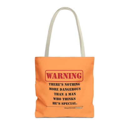 Warning: Dangerous Special Man Haiku Tote Bag (dual-sided design in Orange Tangerine)