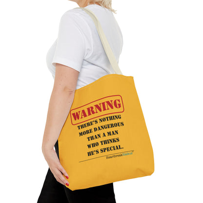 Warning: Dangerous Special Man Haiku Tote Bag (dual-sided design in Yellow Gold)