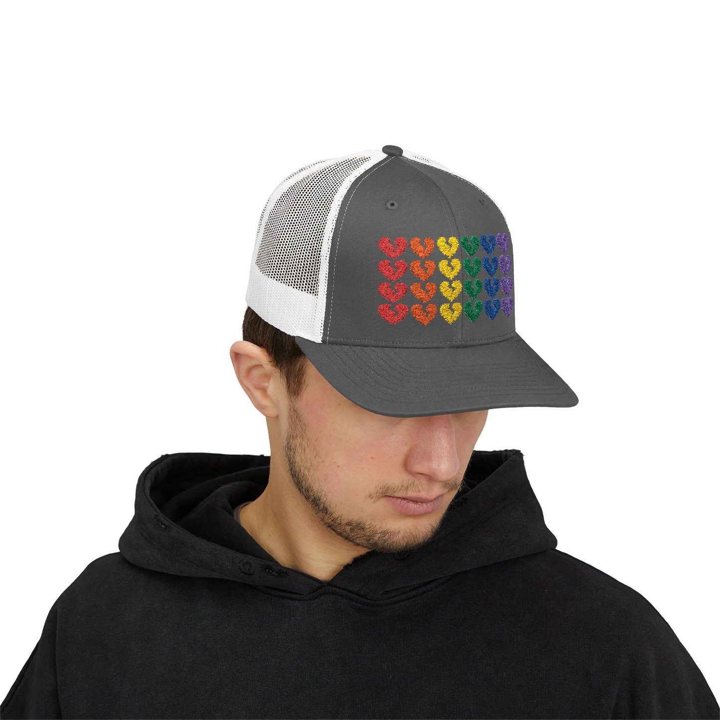 Rainbow Heartbreak Collection - Embroidered Trucker Hat (Only Hearts Collection)