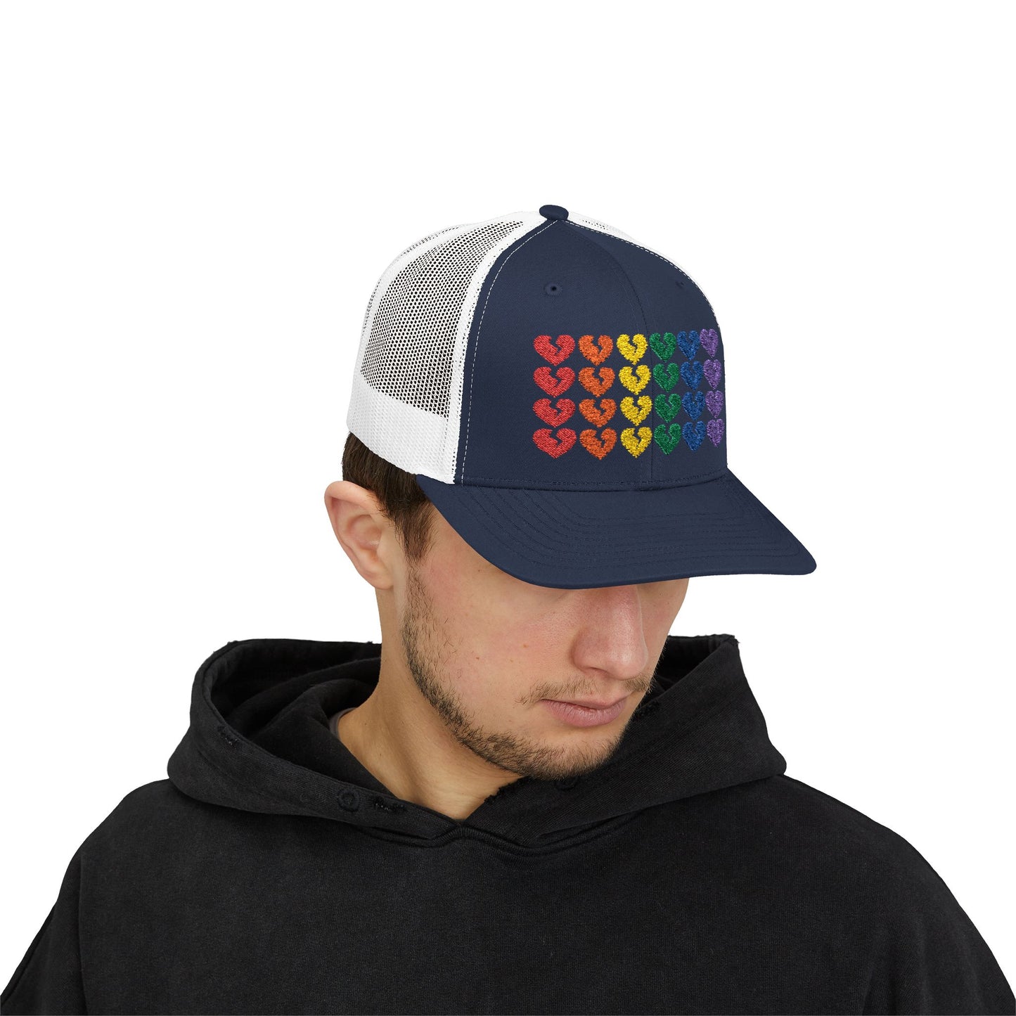 Rainbow Heartbreak Collection - Embroidered Trucker Hat (Only Hearts Collection)