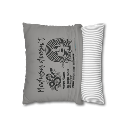 Medusa and Your Mommy Haiku - Faux Suede Square Pillowcase in Stone Grey