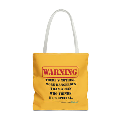 Warning: Dangerous Special Man Haiku Tote Bag (dual-sided design in Yellow Gold)