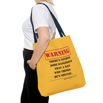 Warning: Dangerous Special Man Haiku Tote Bag (dual-sided design in Yellow Gold)