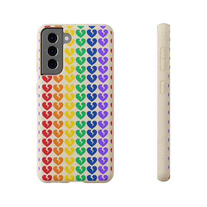 Rainbow Hearts Collection Pattern - Biodegradable Phone Case, Eco-Friendly Phone Cover (Only Hearts Collection)