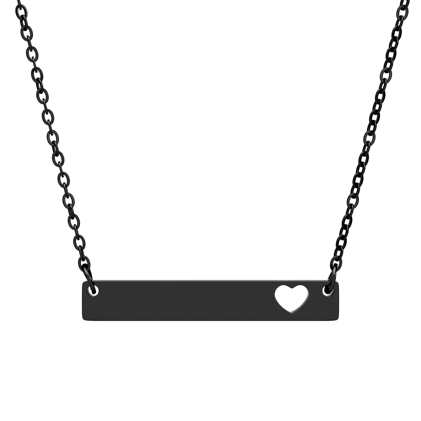 Bar Necklace with Cutout Heart — Minimalist Pendant