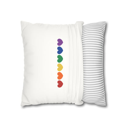 Rainbow Hearts on White - Faux Suede Square Pillowcase (Only Hearts Collection)