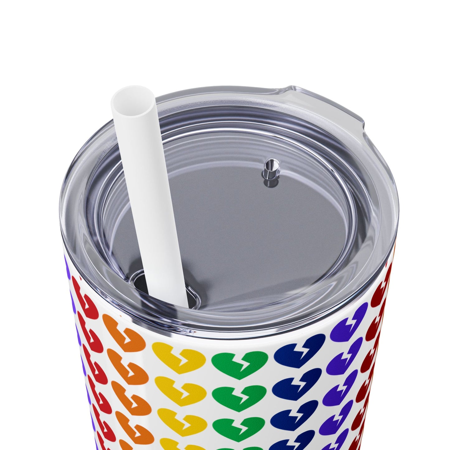 Only Hearts - Skinny Tumbler with Eco-Friendly, Reusable, Matching Straw, 20oz (Rainbow Heartbreak Collection)