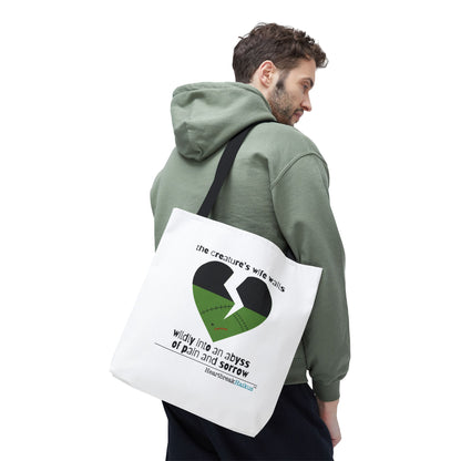 The Creature's Wife Wails Wildly Frankenstein Haiku - Tote Bag (Dual-sided print in Snow White)