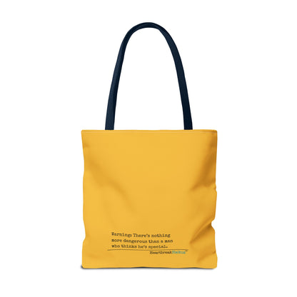 Warning: Dangerous Special Man Haiku Tote Bag (dual-sided design in Yellow Gold)