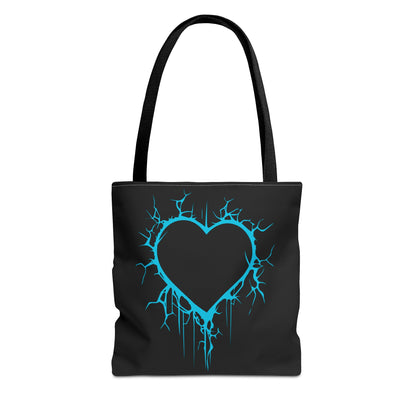 Lightning-Cracked Heart Tote Bag (in Electric Blue) - (The Only Hearts Collection)