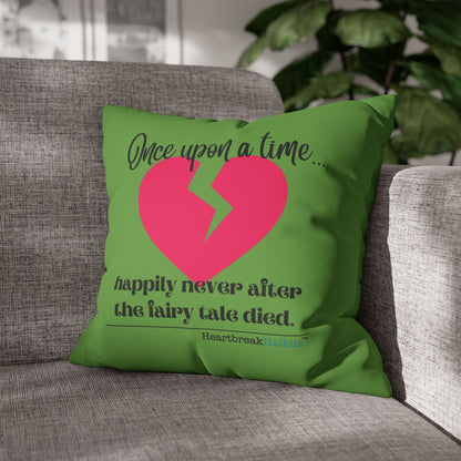 The Fairy Tale Died Haiku - Faux Suede Square Pillowcase (in Wicked Green)