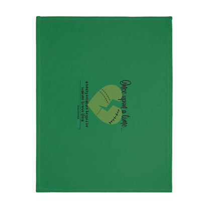 A Lonely Creature Begged Frankenstein Haiku - Plush Throw Blanket (in Monster Green)