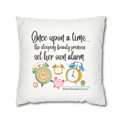 "Sleeping Beauty's Alarm" Faux Suede Square Pillowcase