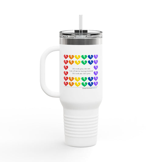 It's Not Me/You Haiku - Insulated Travel Mug, 40oz (Rainbow Hearts Collection)
