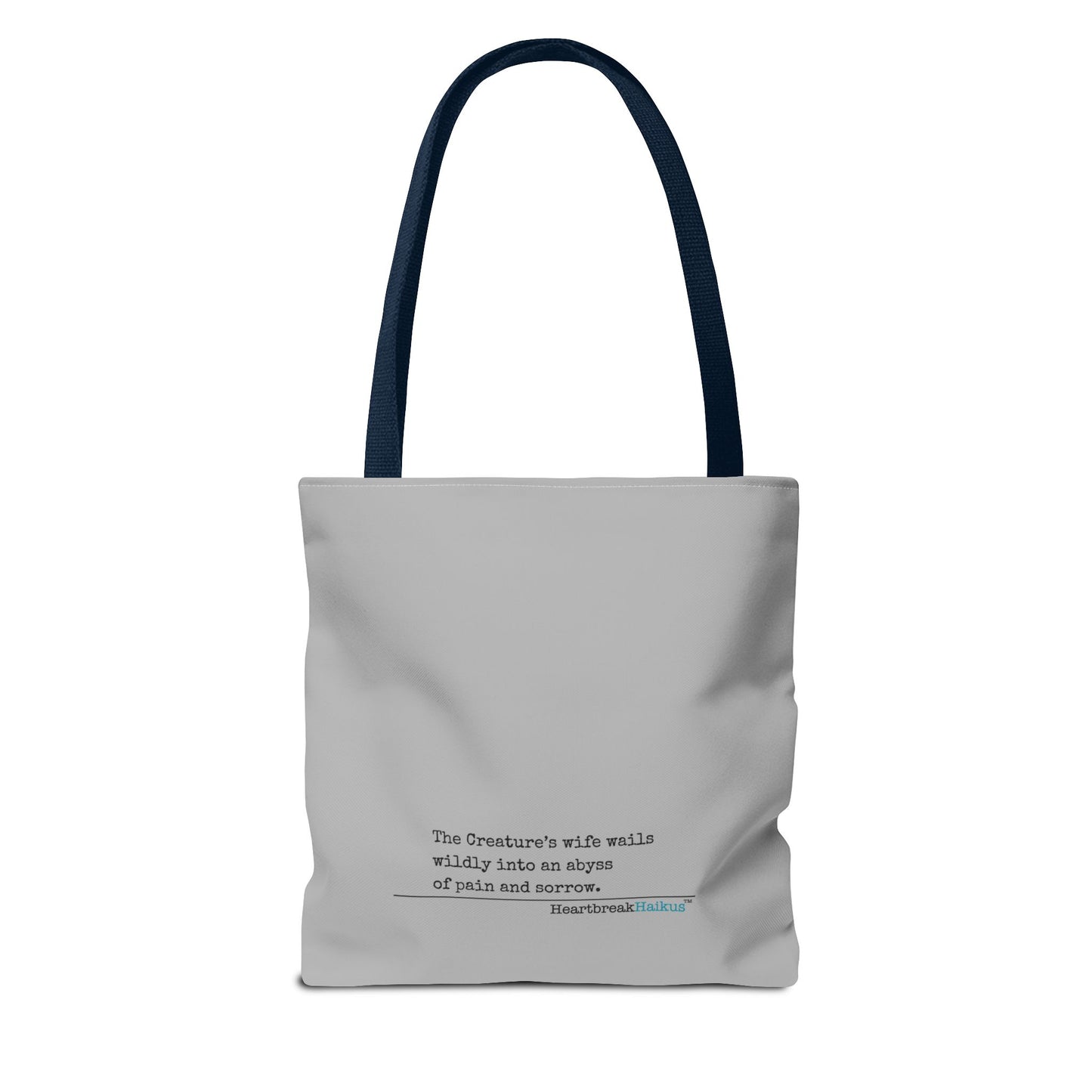 The Creature's Wife Wails Wildly Frankenstein Haiku - Tote Bag (dual-sided print in light grey)
