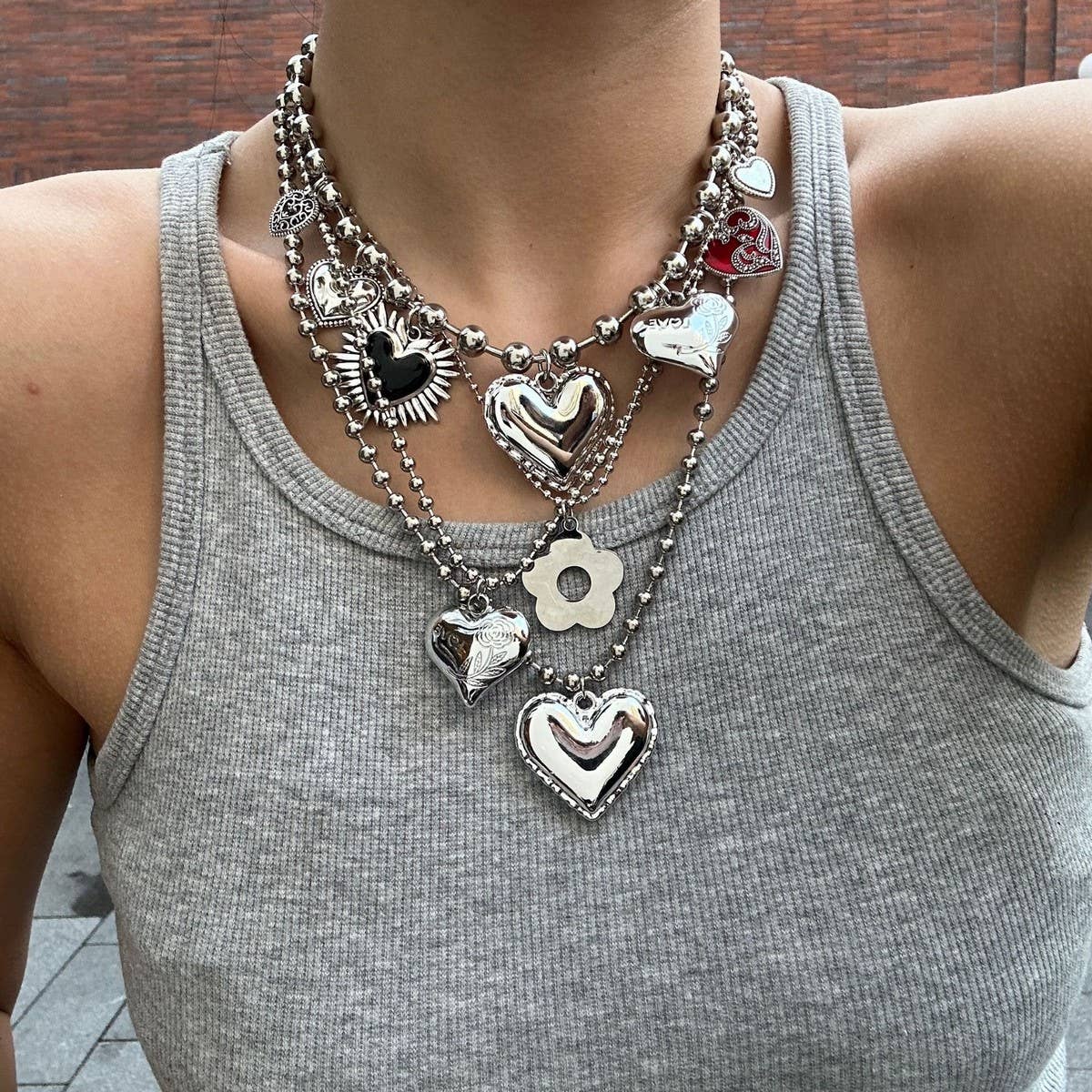 All the Hearts - Layered Beaded Heart Necklace | Heartbreak Haikus (4pc set)