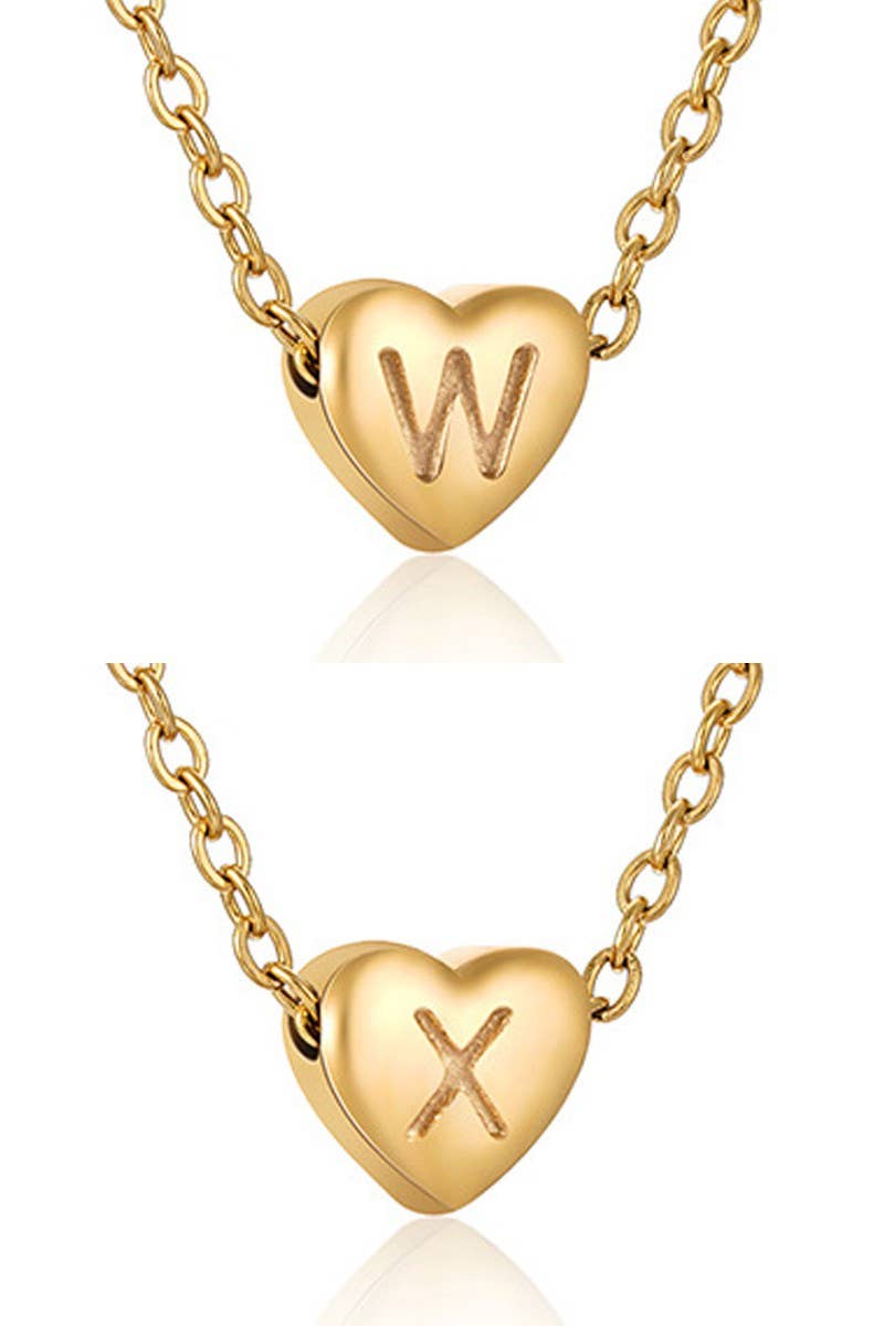 Gold-Tone Heart with Alphabet Initial Pendant Necklace (XS)