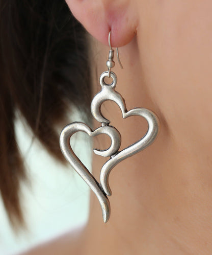 Antique silver plated boho style women earrings