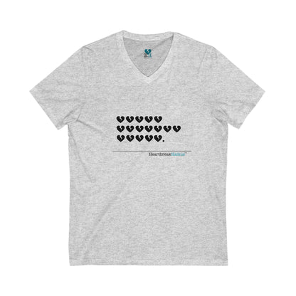 Hieroglyph Heartbreak Haiku. Unisex Jersey Short Sleeve V-Neck Tee