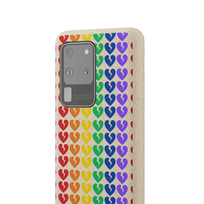 Rainbow Hearts Collection Pattern - Biodegradable Phone Case, Eco-Friendly Phone Cover (Only Hearts Collection)