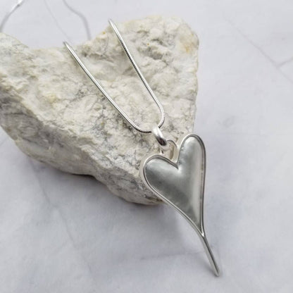 Edgy Pointed Heart Pendant Long Necklace