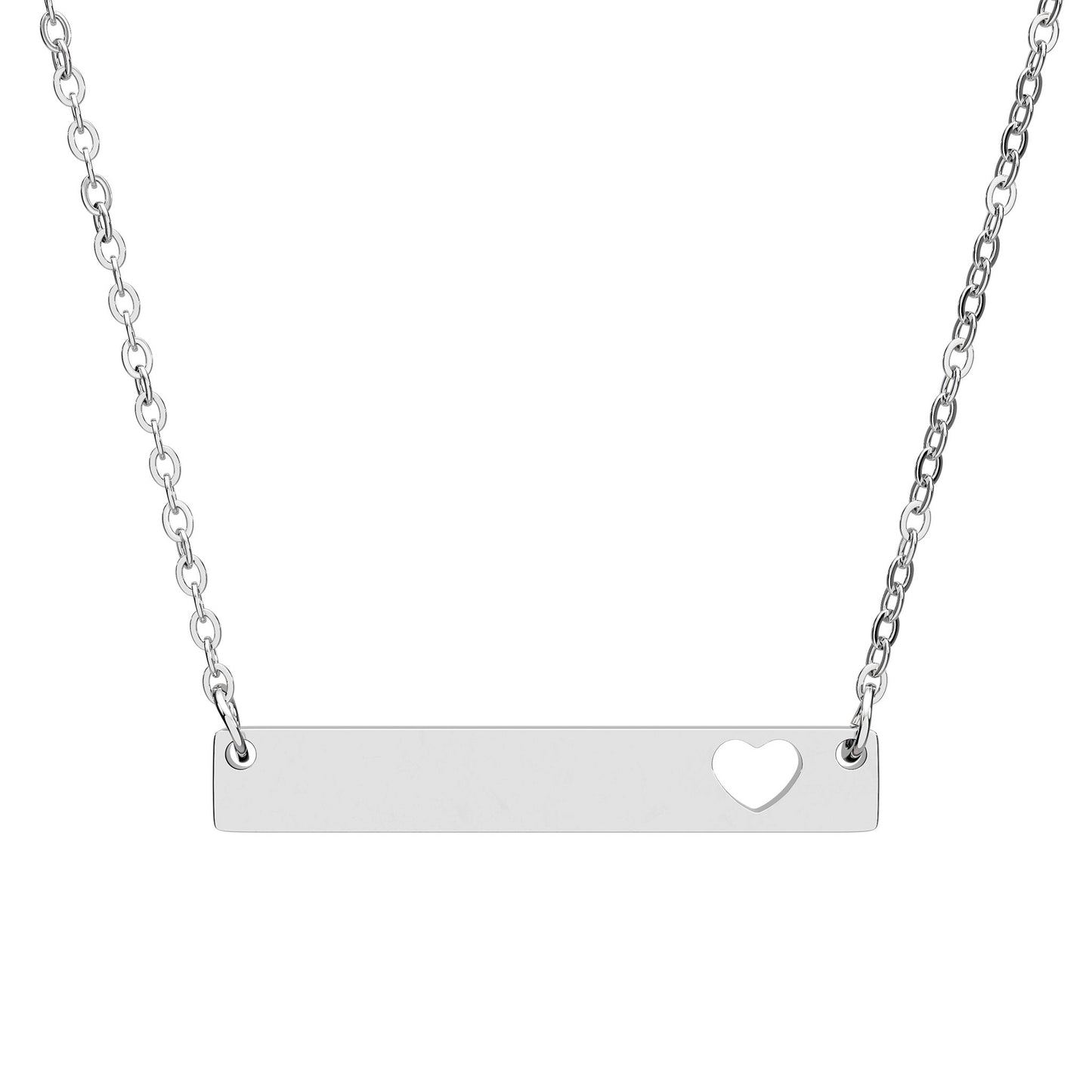 Bar Necklace with Cutout Heart — Minimalist Pendant