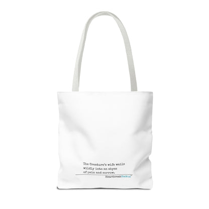The Creature's Wife Wails Wildly Frankenstein Haiku - Tote Bag (Dual-sided print in Snow White)
