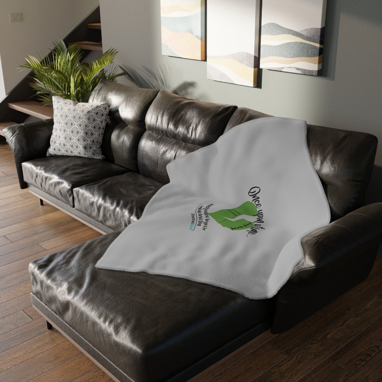 A Lonely Creature Begged Frankenstein Haiku - Plush Throw Blanket (in Stone Grey)