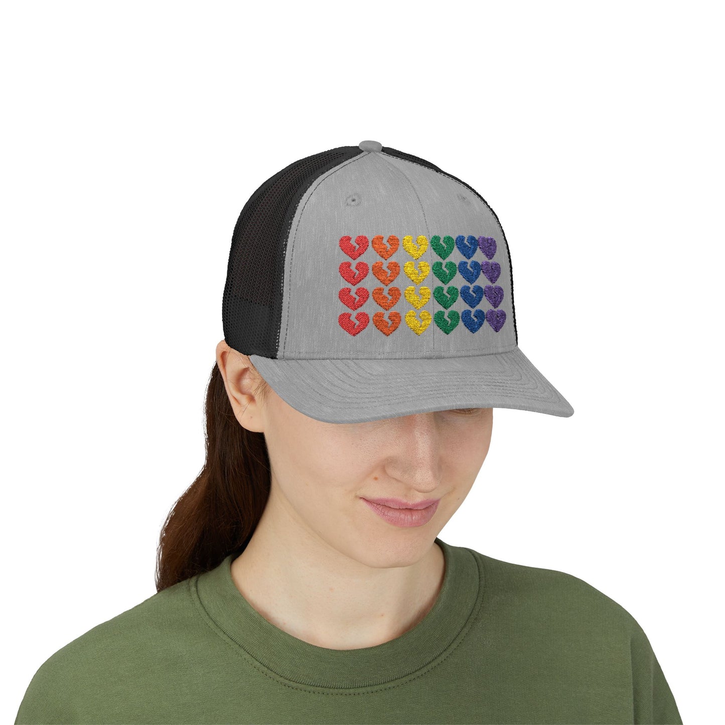 Rainbow Heartbreak Collection - Embroidered Trucker Hat (Only Hearts Collection)