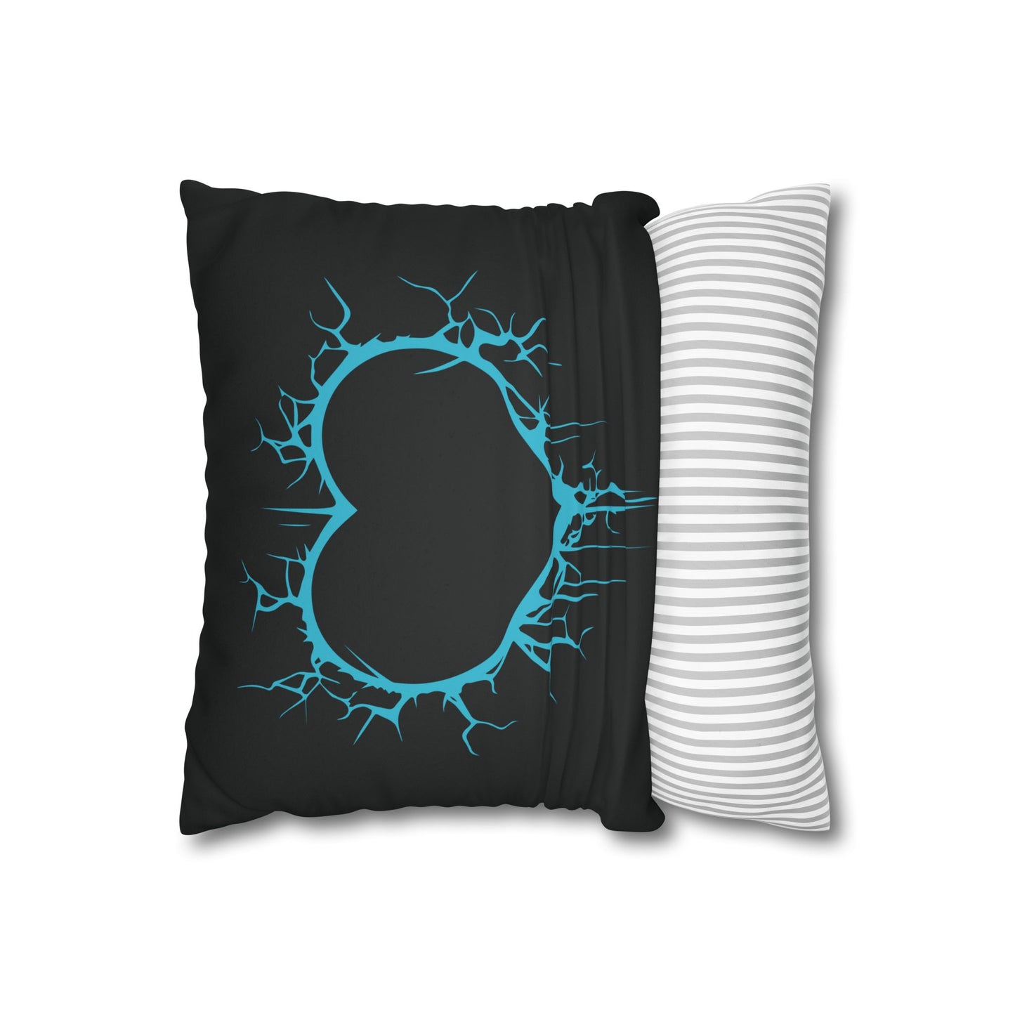 Lightning-Cracked Heart - Faux Suede Square Pillowcase (in Electric Blue)