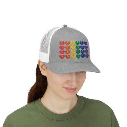 Rainbow Heartbreak Collection - Embroidered Trucker Hat (Only Hearts Collection)