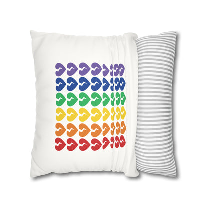 Rainbow Broken Hearts - Faux Suede Square Pillowcase (Only Hearts Collection)