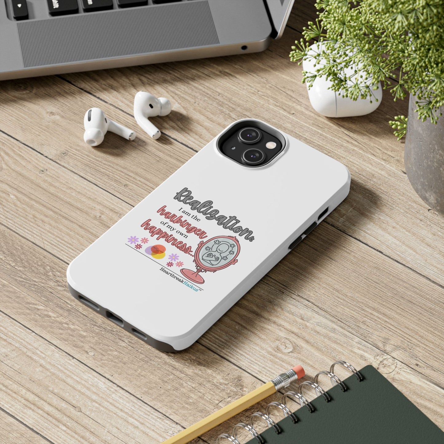 Harbinger of Happiness Tough Phone Cases (white), iPhone 11-16 or Samsung Galaxy S21-S24
