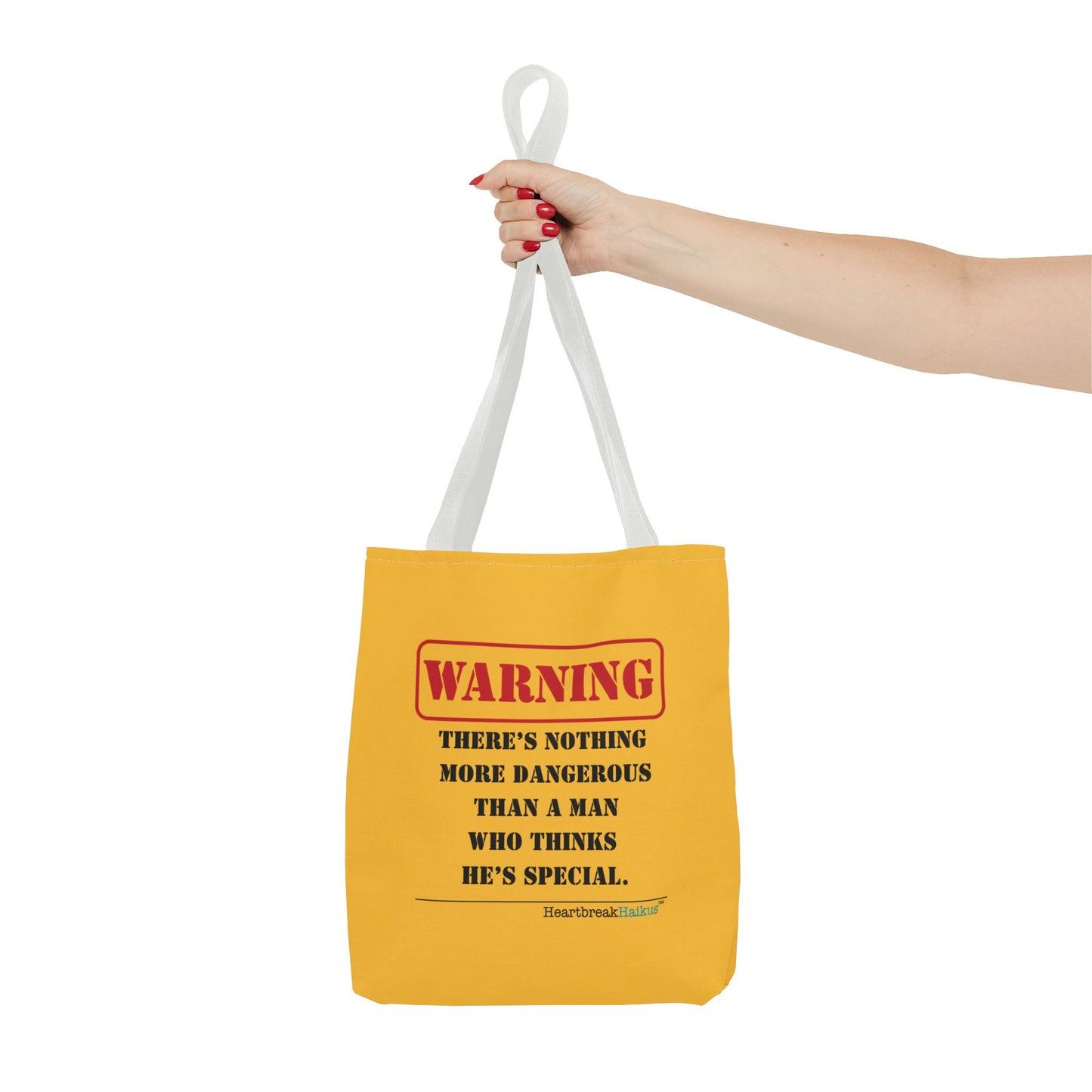 Warning: Dangerous Special Man Haiku Tote Bag (dual-sided design in Yellow Gold)