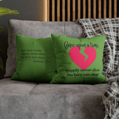 The Fairy Tale Died Haiku - Faux Suede Square Pillowcase (in Wicked Green)