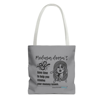 Medusa and Your Mommy Haiku - Tote Bag (Dual-sided print in Stone Grey)