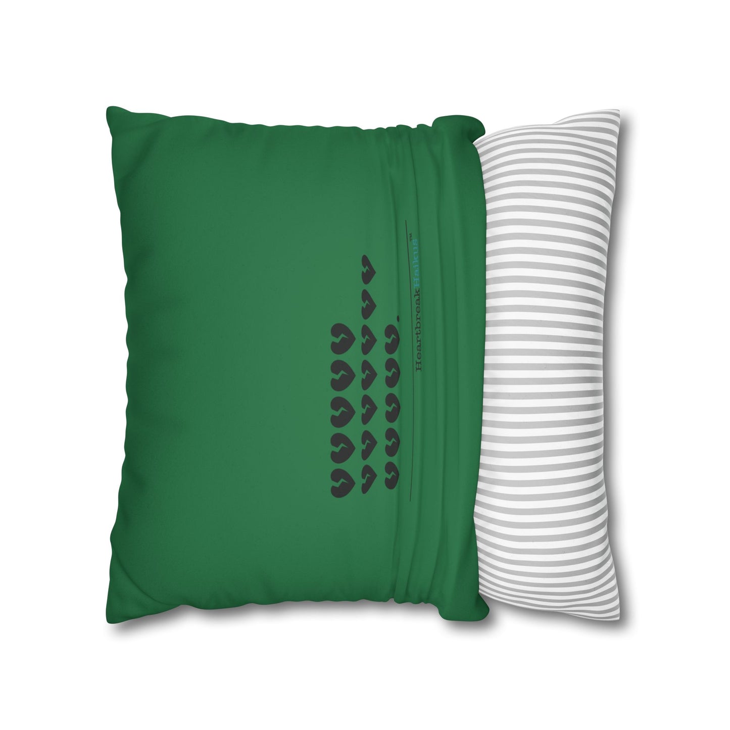Hieroglyph Heartbreak Haiku - Faux Suede Square Pillowcase (in Evergreen)